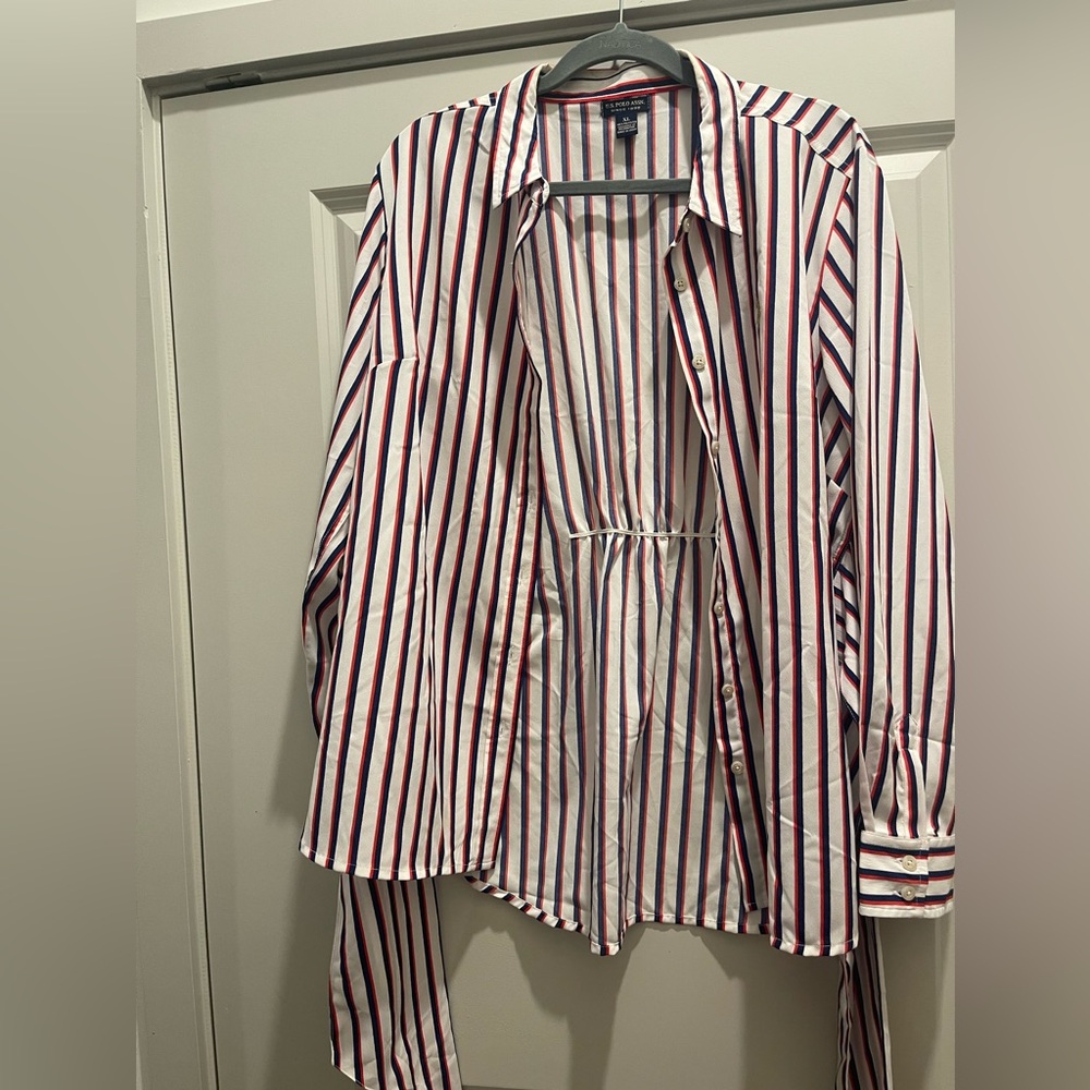 US Polo Assn Stripe Button Down Blouse- Size XL